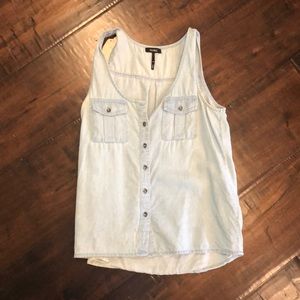 Light washed jean button up tank